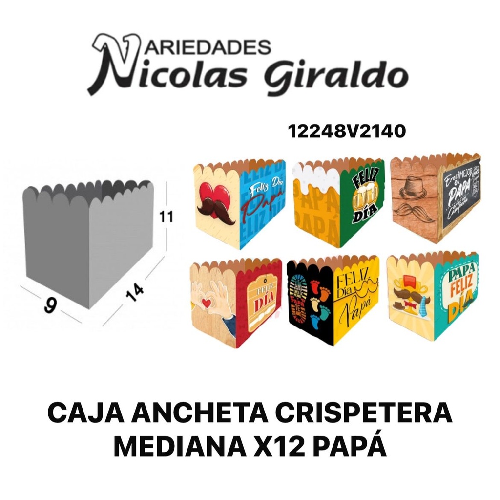 Caja ancheta crispetera mediana x12 papa