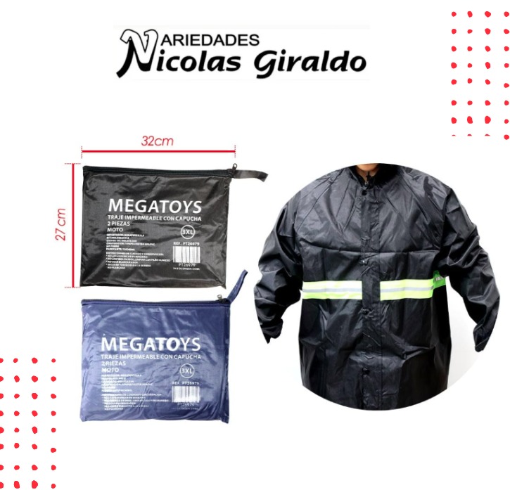 Traje impermeable fino con capucha 3XL 