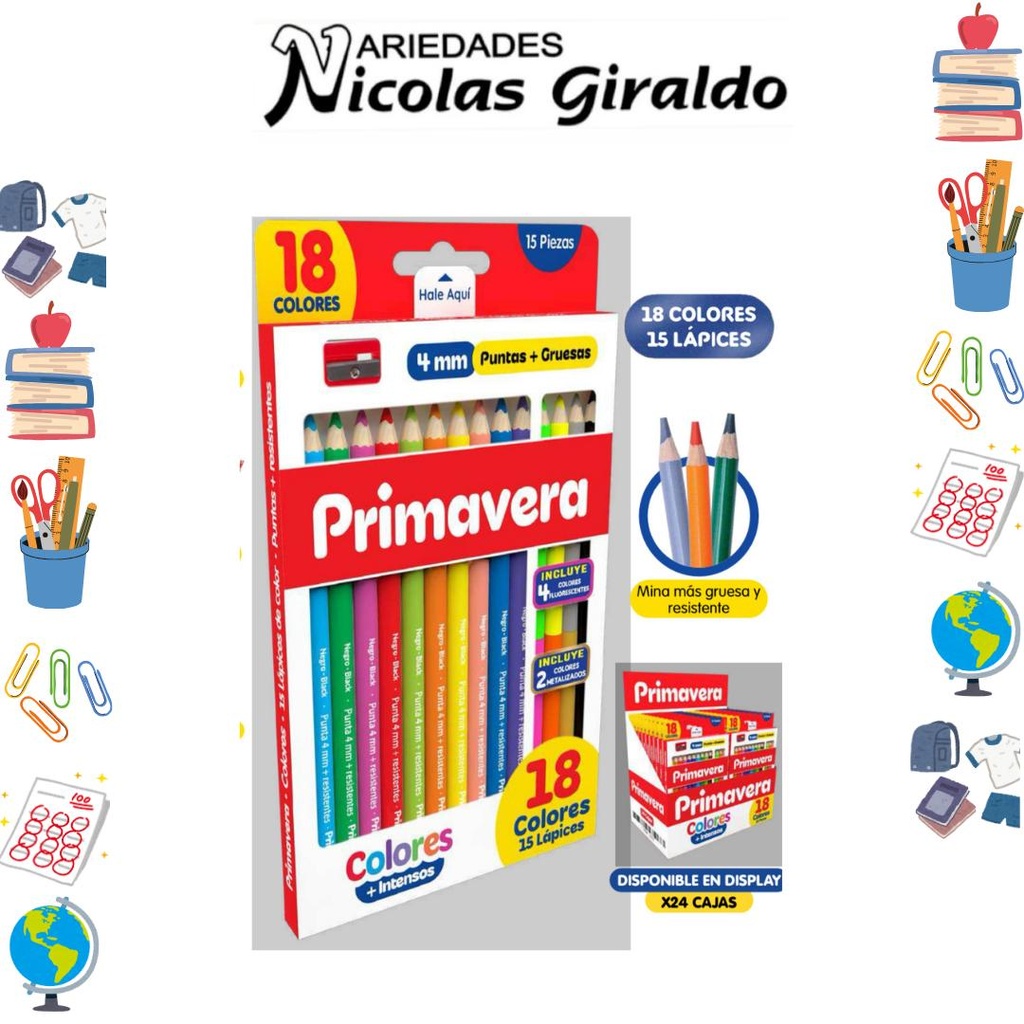 Color primavera caja x15 18colores