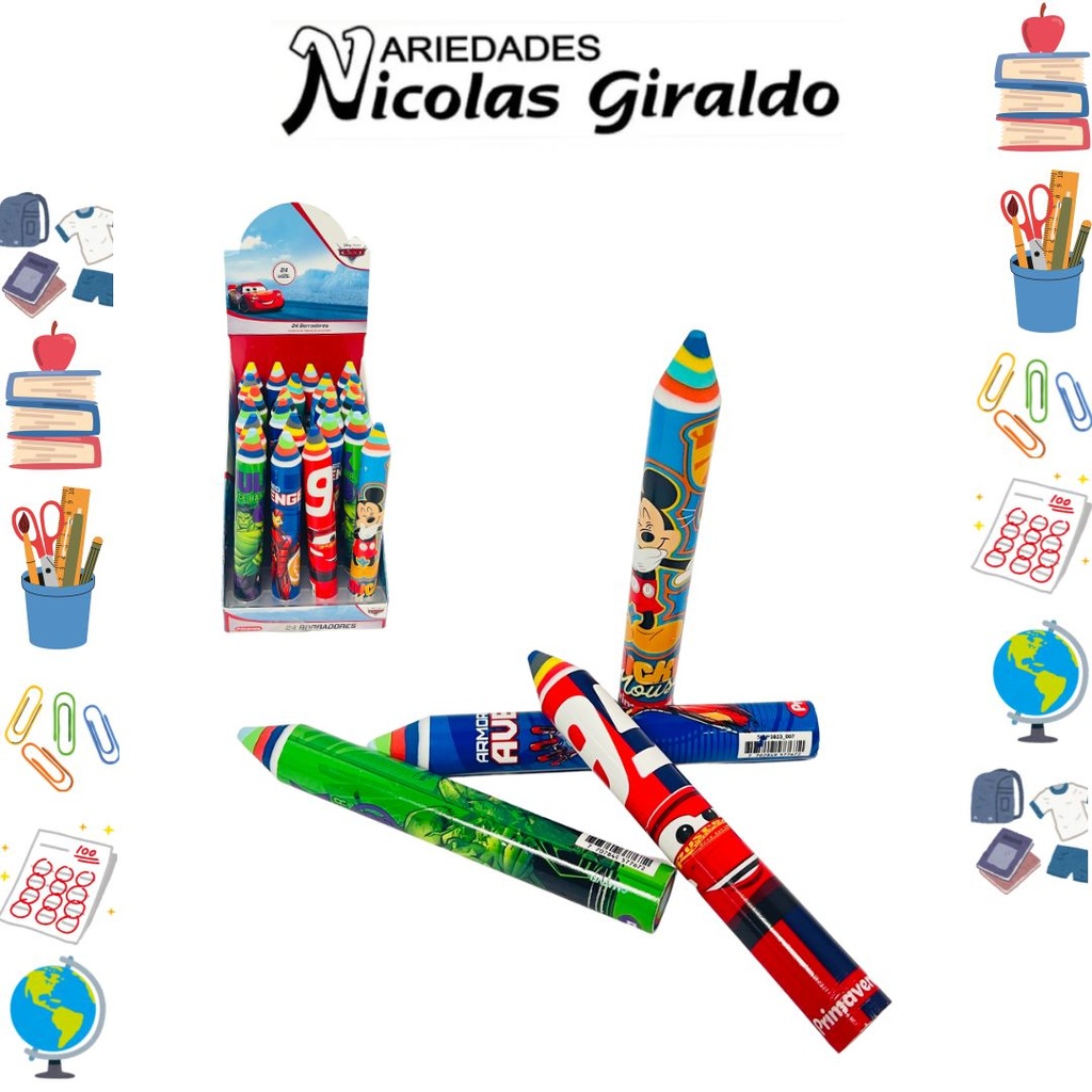 Borrador barra primavera personaje niño caja x24