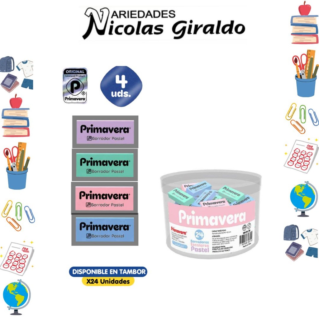 Borrador primavera color caja x24 