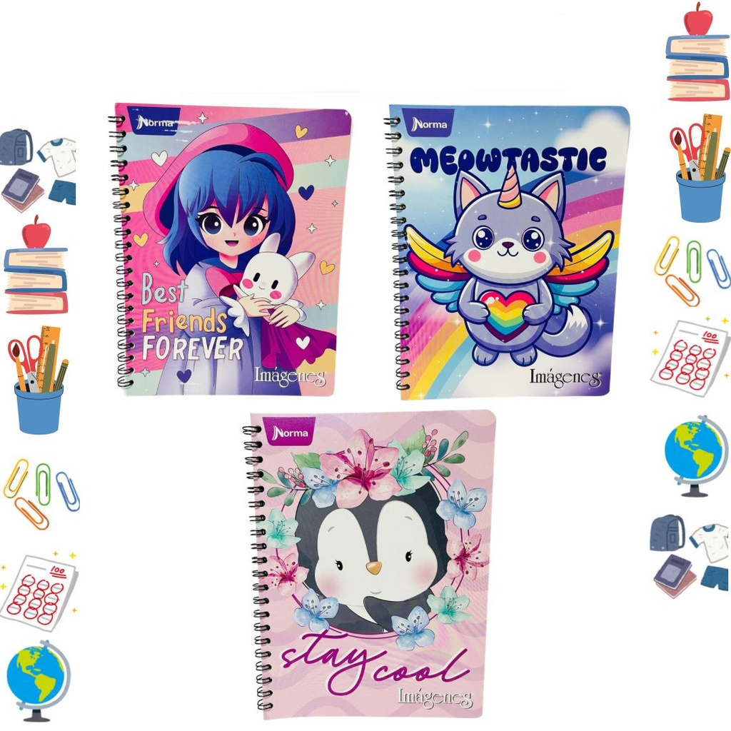 Cuaderno norma argollado grande economico cuadro femenino