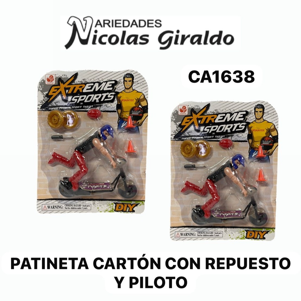 Patineta carton con repuestos y piloto