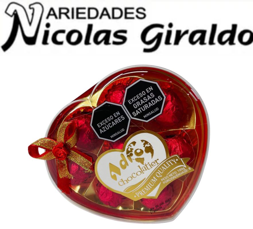 Chocolate adro corazon X8