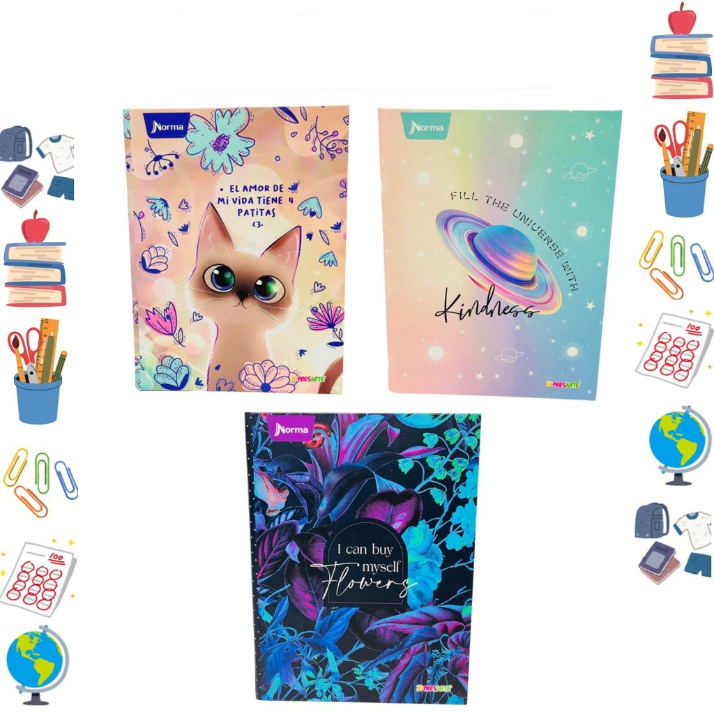 Cuaderno xpresarte dura book 100 H femenino raya 