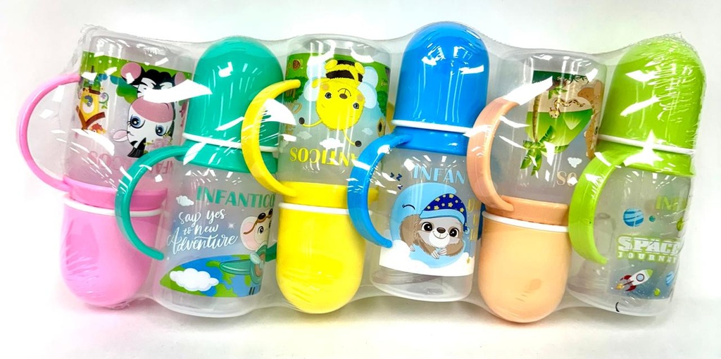 Tetero asa pequeño 5oz infantico pastel pqt x6 