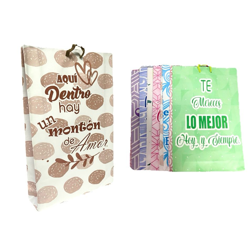 @Bolsa regalo arte mensaje pastel grande pqt x12