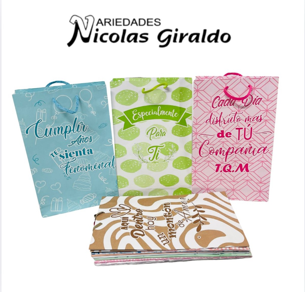 @Bolsa regalo arte mensaje pastel grande pqt x12