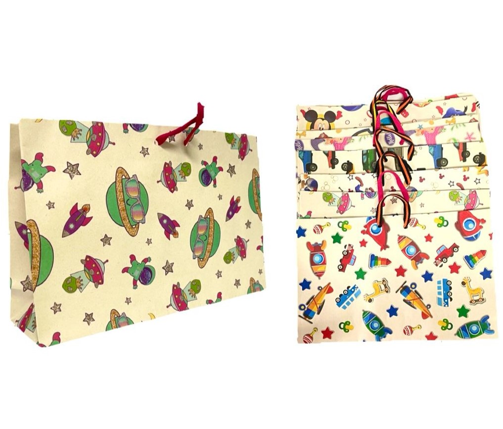 @Bolsa regalo horizontal estampada mediana pqt x12