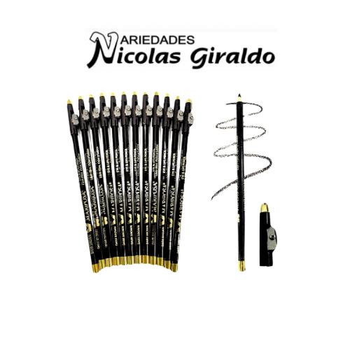 Lapiz ojos mariposa negro bolsa X12 