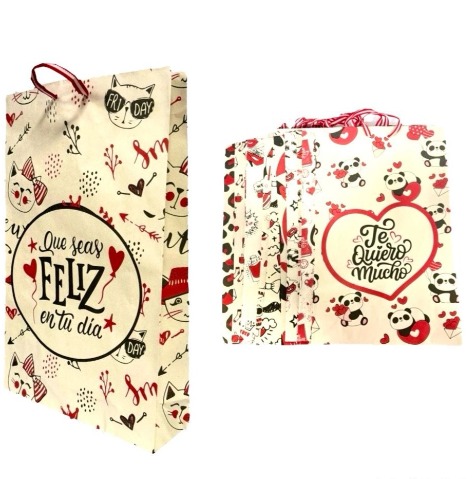 @Bolsa regalo ecologica estampada grande pqt x12