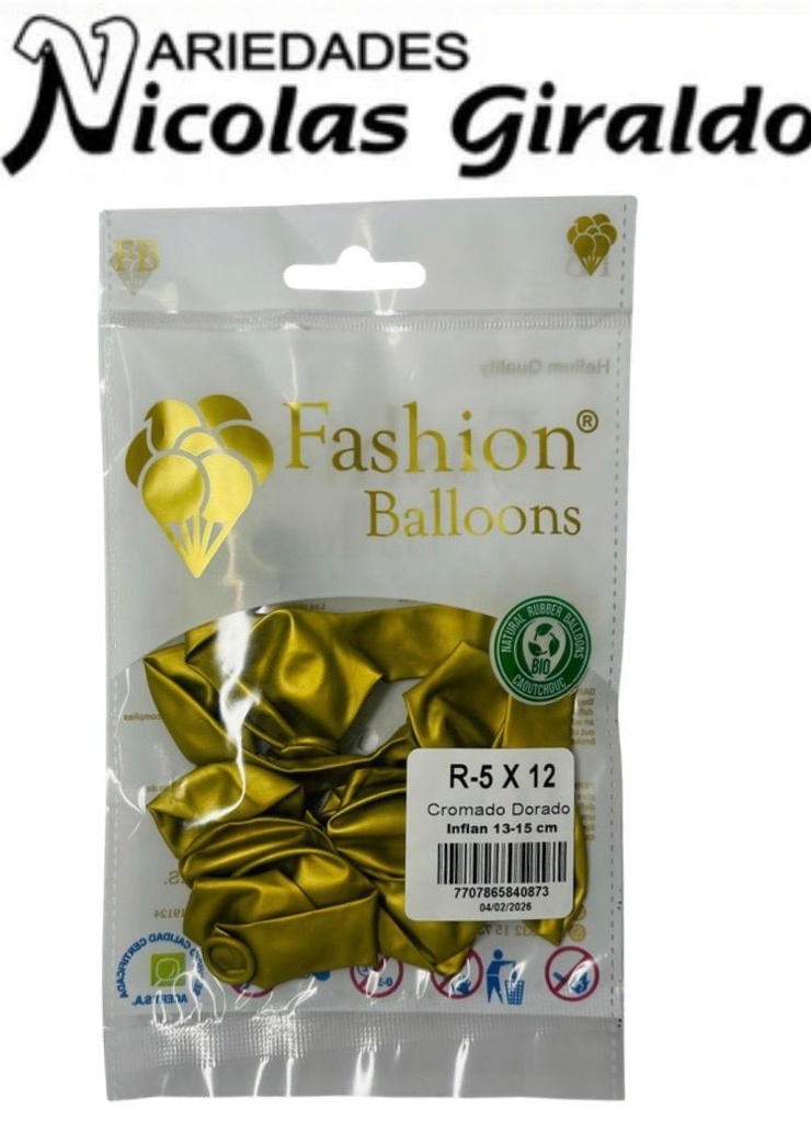 Bomba fashion ballons r5x12 cromado dorada