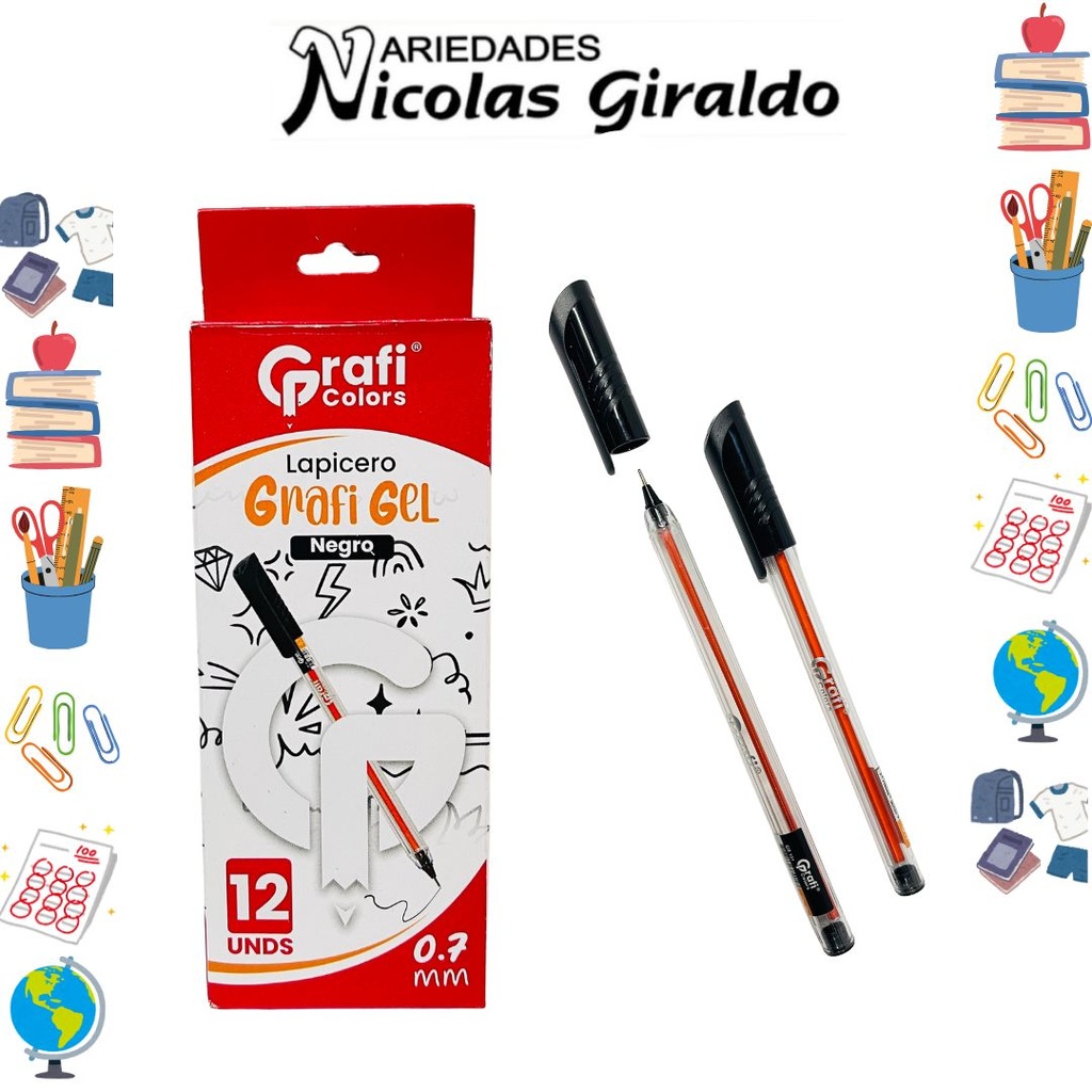 Lapicero tapa 0.7 negro x12 graficolors