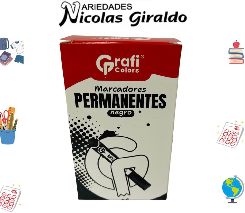 Marcador permanente negro graficolors caja x12 