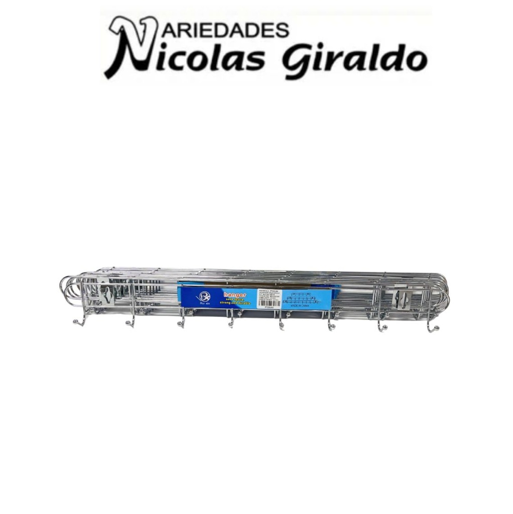 Perchero metal plata x8 paquete x10