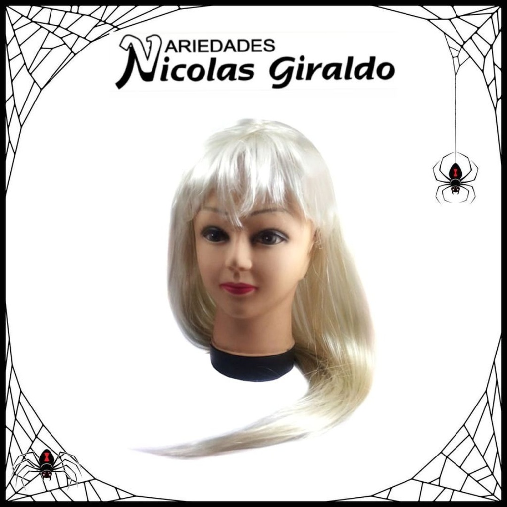 @Peluca halloween lisa larga blanca