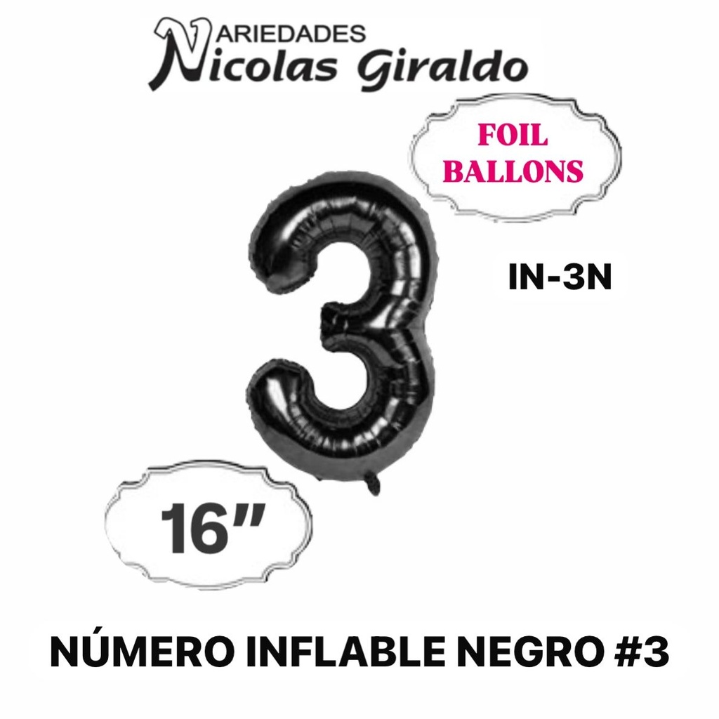Numero inflable negro #3 (1404P)