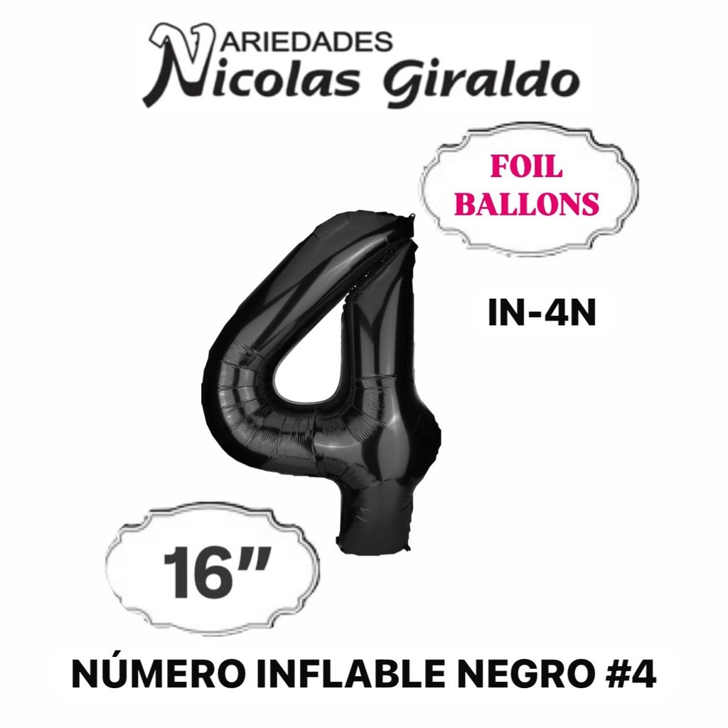 @(1404P)Numero inflable negro #4