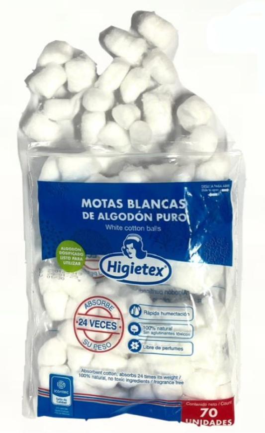 Algodon motas blancas x70unid