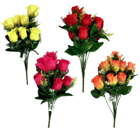 Flor ramo x12 surtida en colores velo dorado