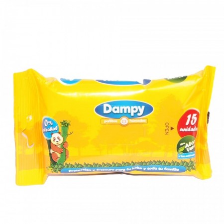 Pañitos humedo dampy x15 amarillo paquete x12 uni