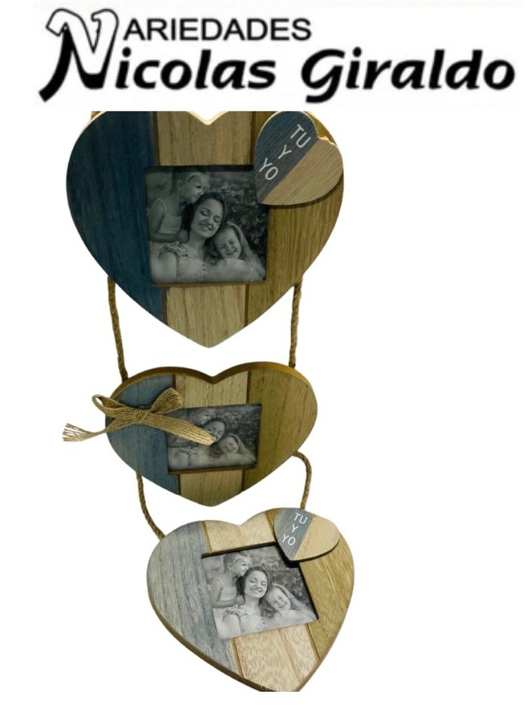 Porta retrato corazon x3 