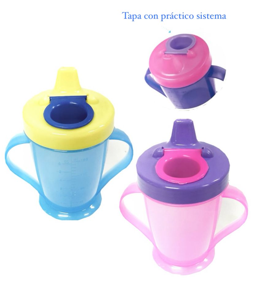 (PRI-016)Vaso bebe fino con tapa pitillo 