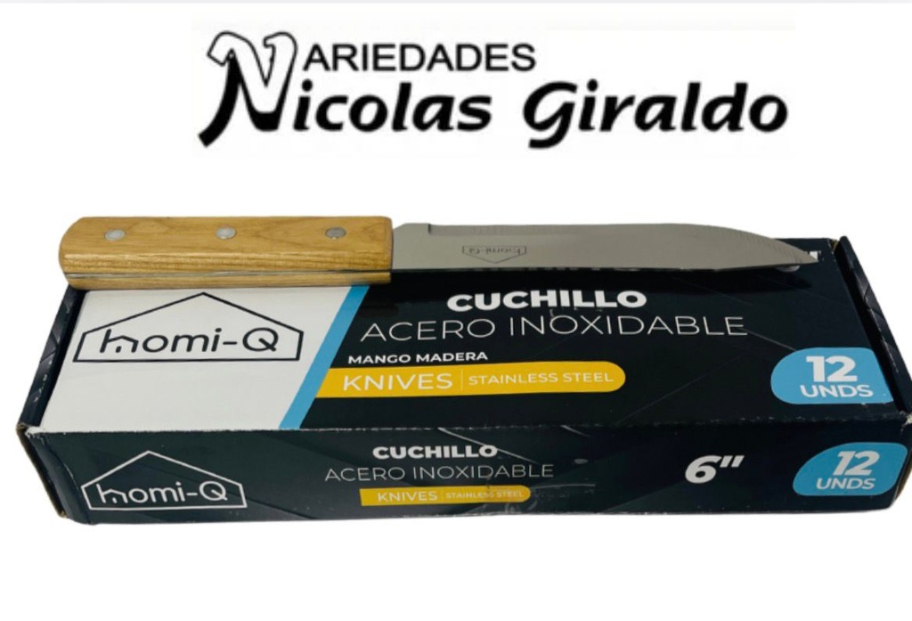 Cuchillo madera fino homi-q #6 CAJA X12  