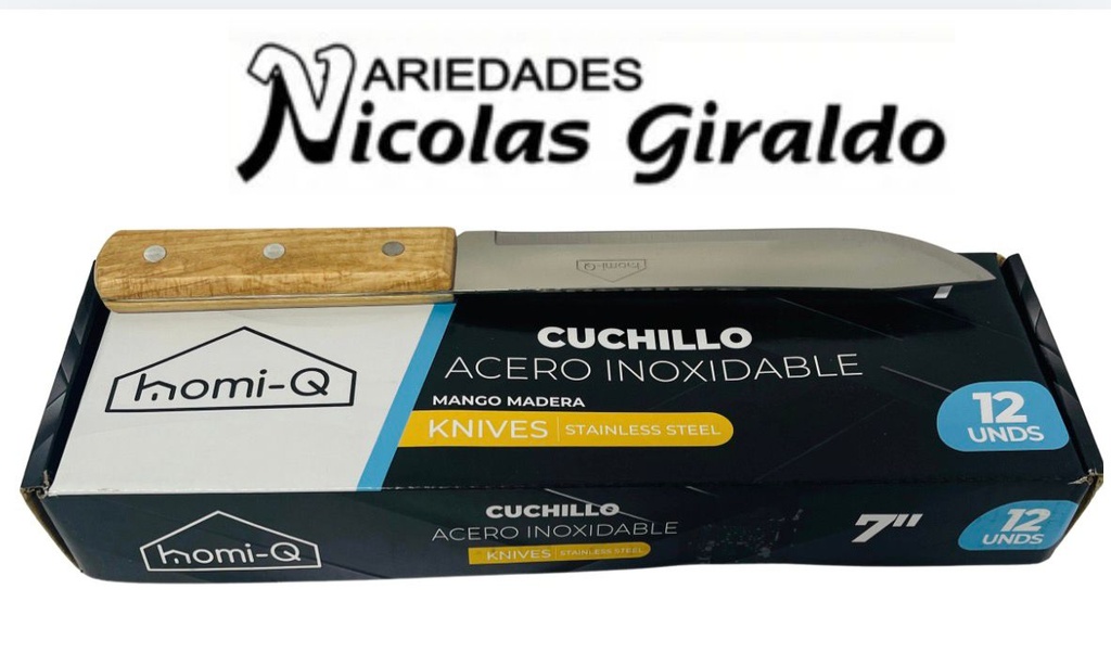 Cuchillo madera fino homi-q #7 CAJA X12   
