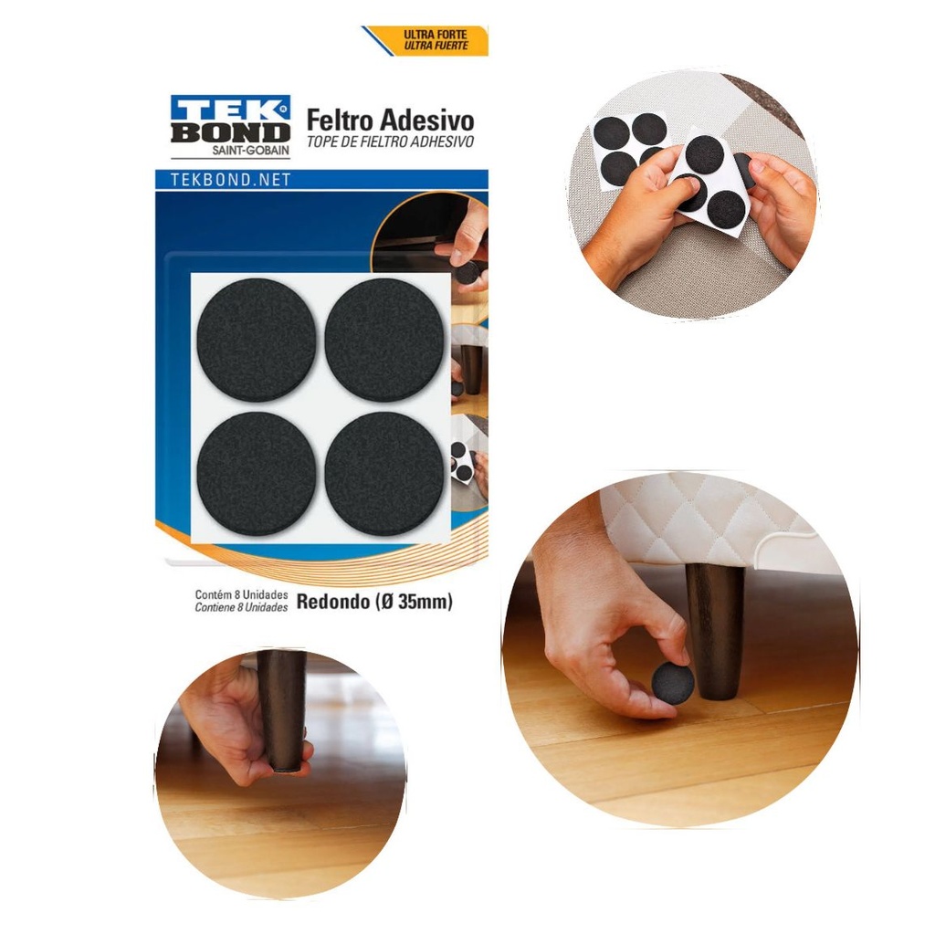 Feltro adhesivo redondo x8 35mm 