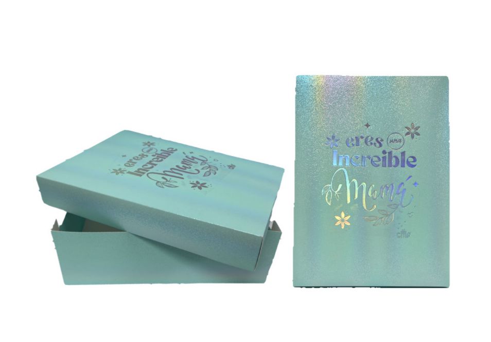 Caja regalo grande metalizada con mensaje  