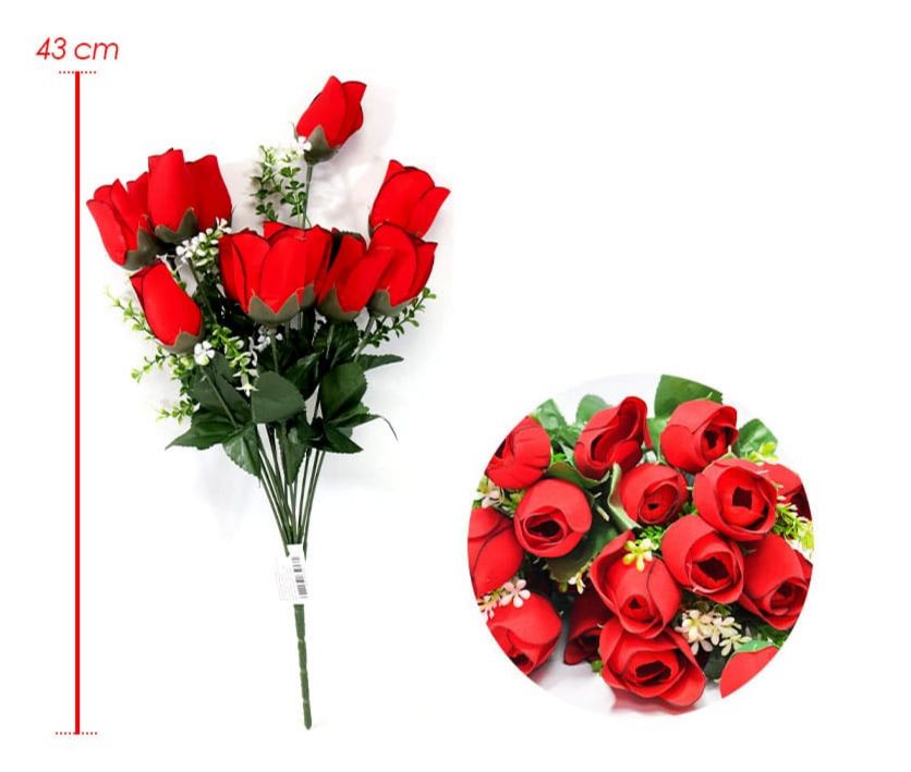 Flor ramo x12 toda roja rosa gamusa 