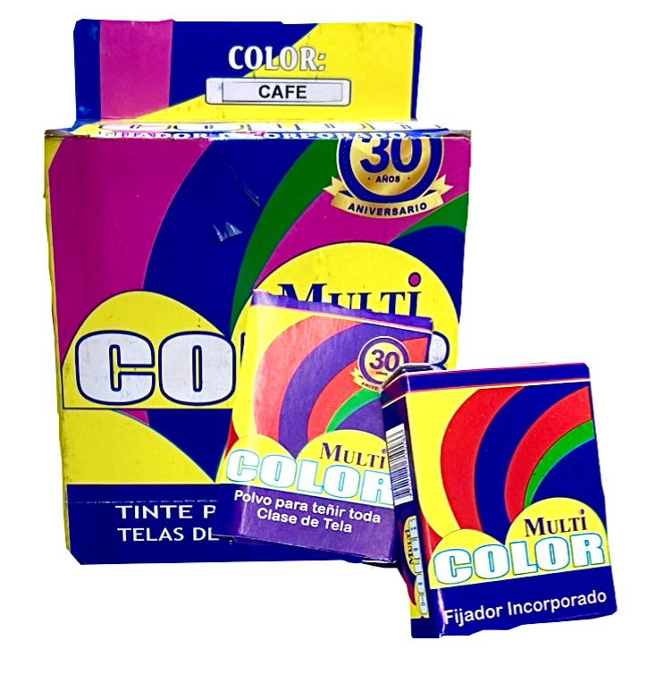 Tinte ropa multicolor cafe caja x12  