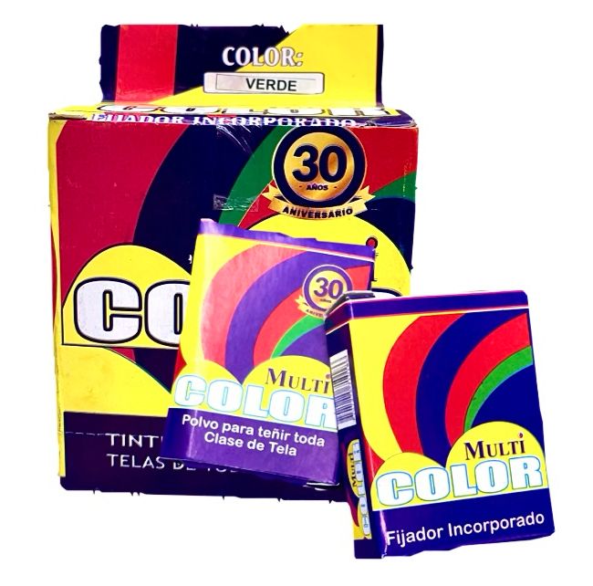 Tinte ropa multicolor verde caja x12