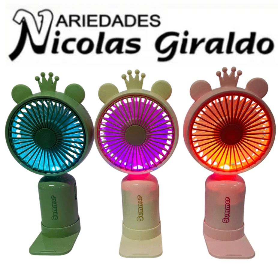 Ventilador recargable portatil con luz