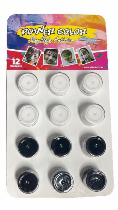 Pintucaritas powercolor blanca y negra x12   