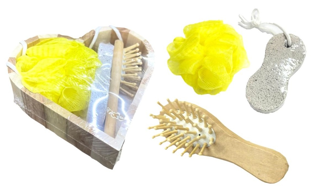 Corazon madera mas accesorios de ducha 