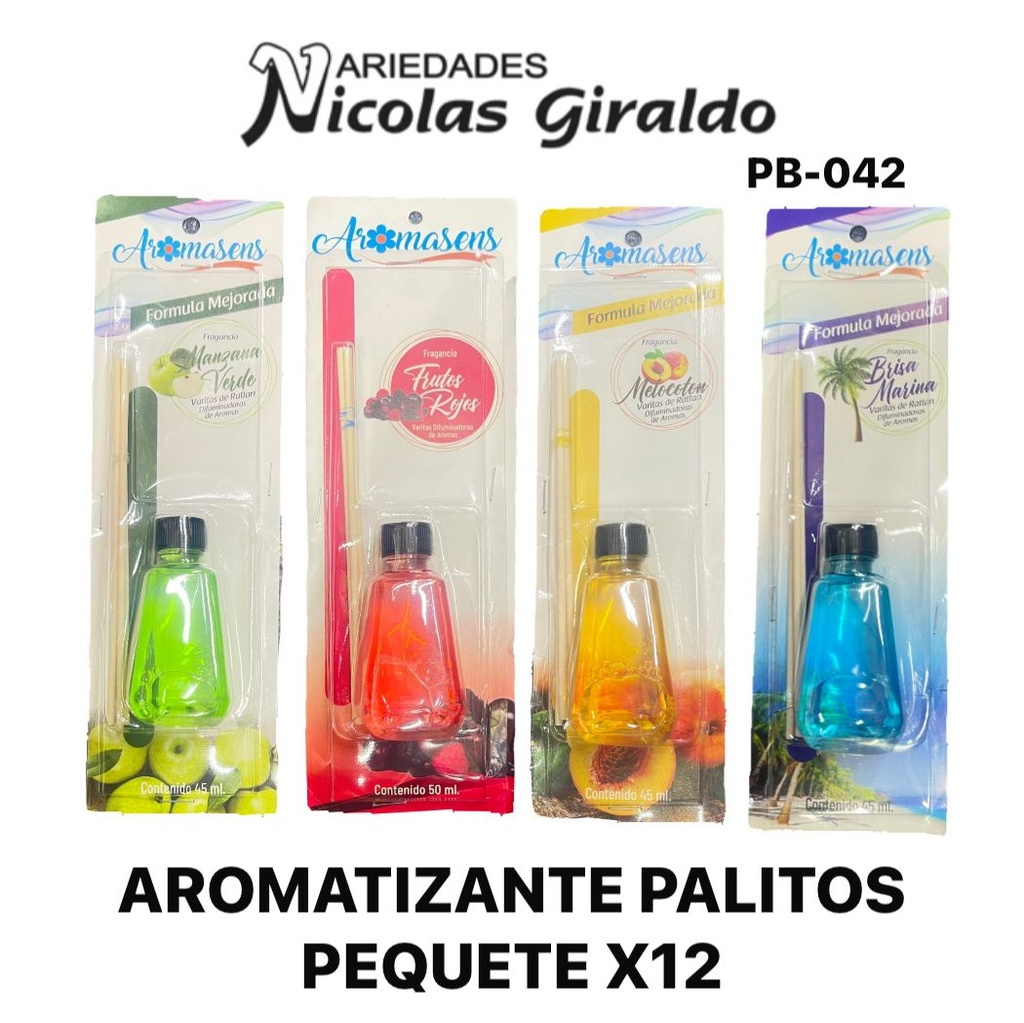 Aromatizante palitos paquete x12