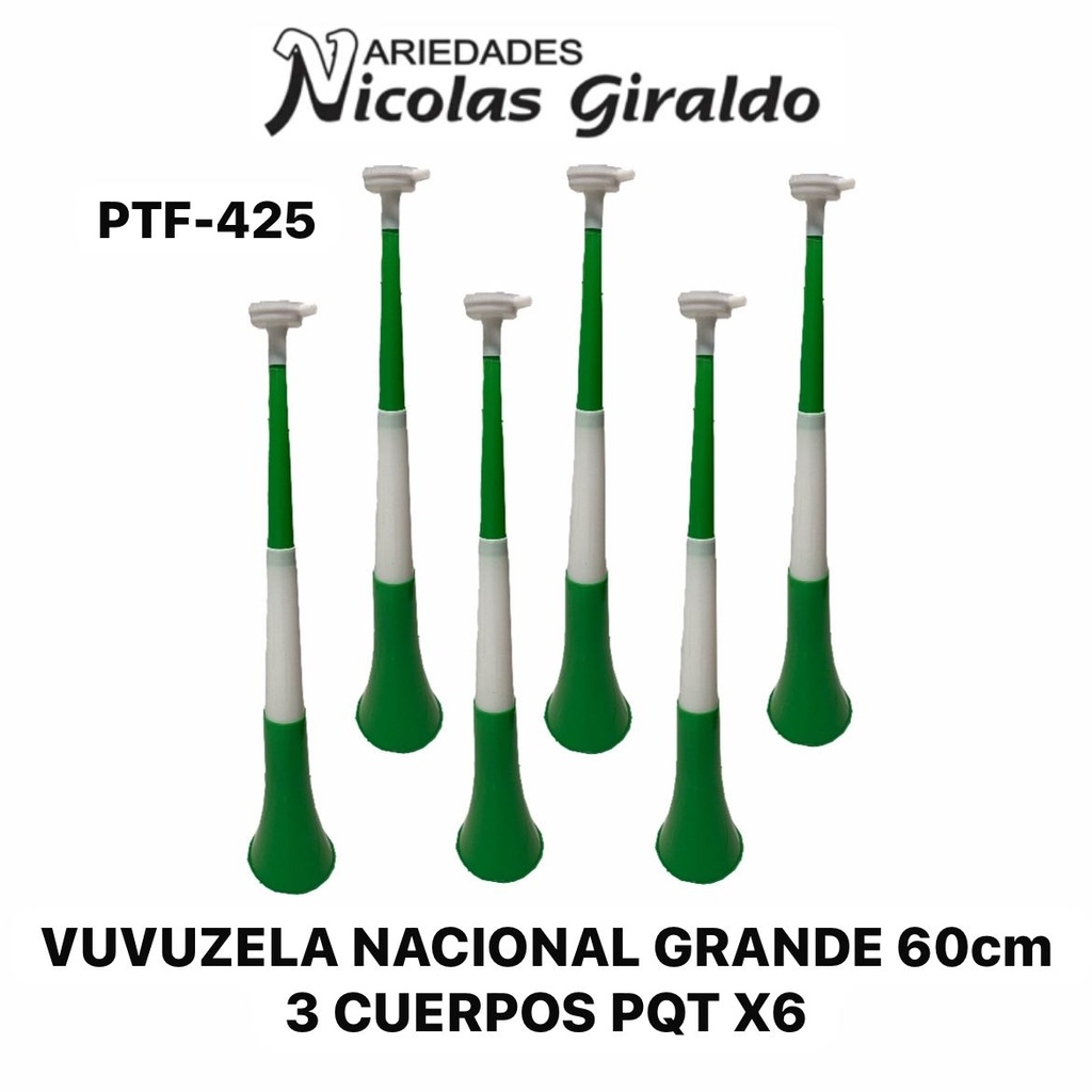 Vuvuzela nacional grande 60cm 3 cuerpos PQT X6 