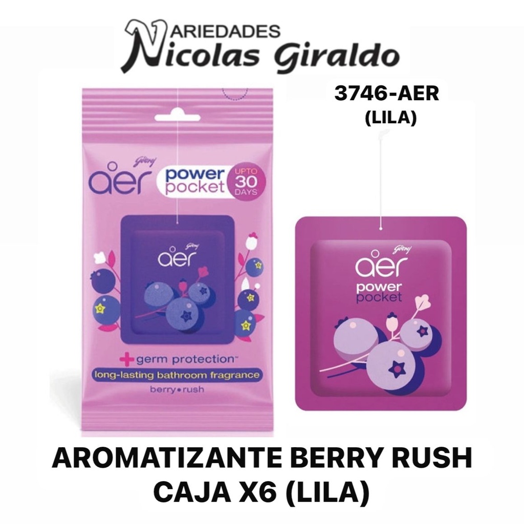 Aromatizante berry rush caja x6 (lila)   