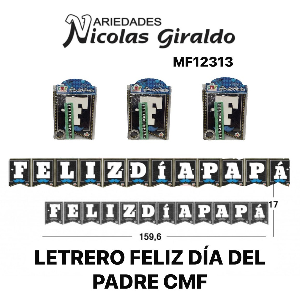 Letrero feliz dia del padre cmf