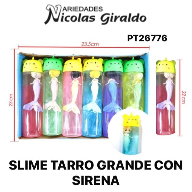 Slime tarro grande con sirena