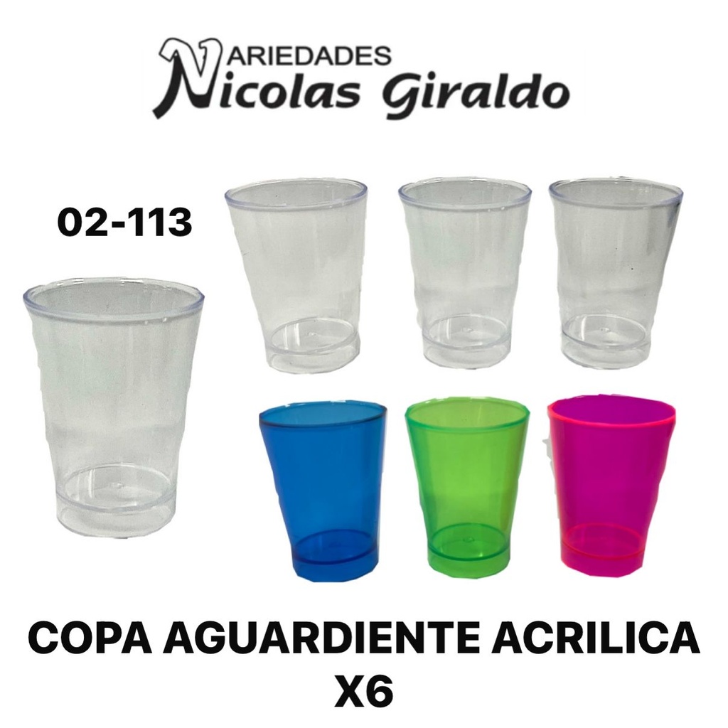 Copa aguardiente acrilica x6
