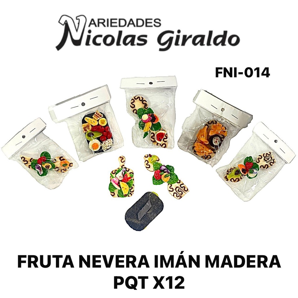 Fruta nevera iman madera pqt x12 