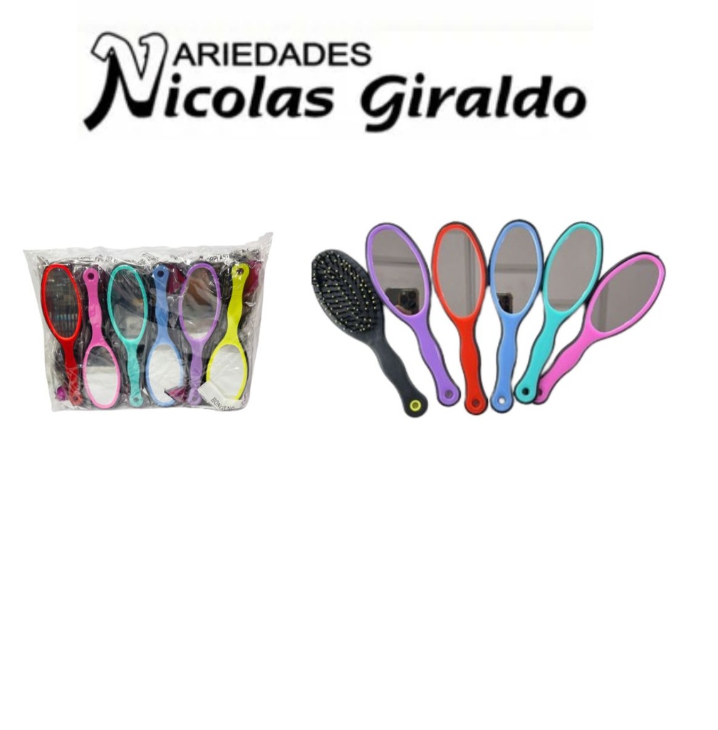 Cepillo peinar con espejo pequeño x12 