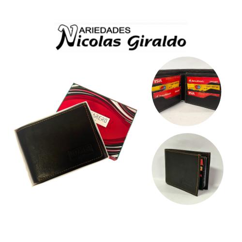 Billetera hombre de cuero fina en caja