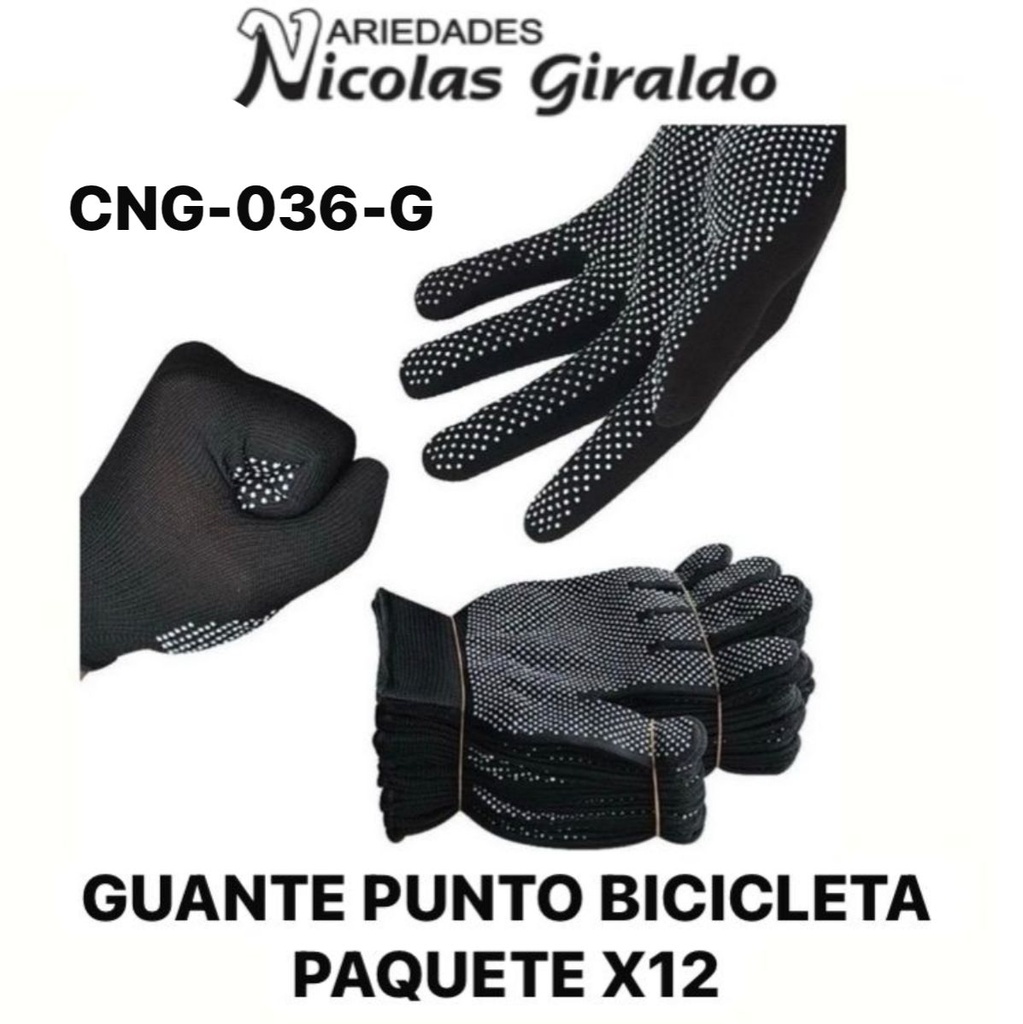 Guante punto 1 cara bicicleta paquete x12   