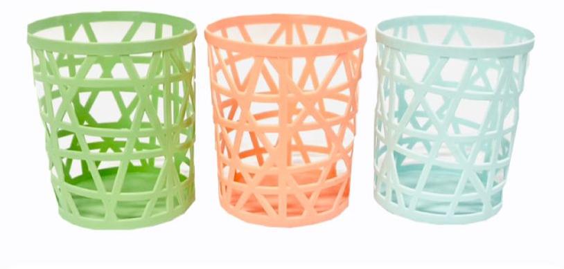 Canasta decorativa plastica pastel redonda 