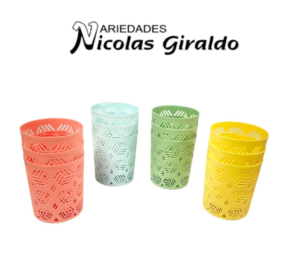 Canasta decorativa plastica pastel redonda PQT X12