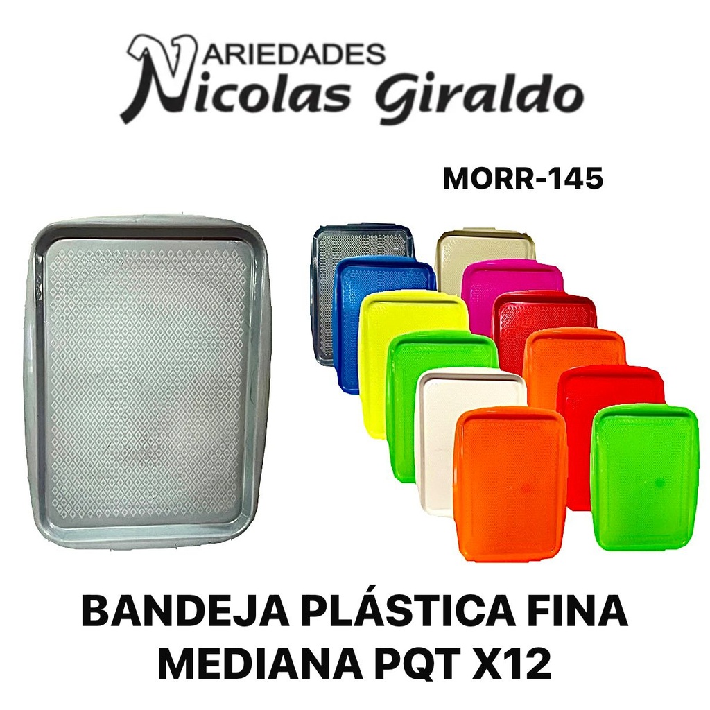 Bandeja plastica fina mediana pqt x12